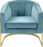 Carter Velvet Upholstered Accent Chair in Aqua - 515Aqua