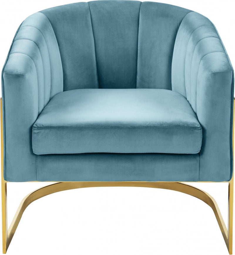 Carter Velvet Upholstered Accent Chair in Aqua - 515Aqua