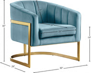 Carter Velvet Upholstered Accent Chair in Aqua - 515Aqua