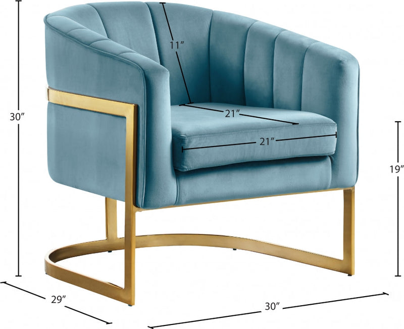 Carter Velvet Upholstered Accent Chair in Aqua - 515Aqua
