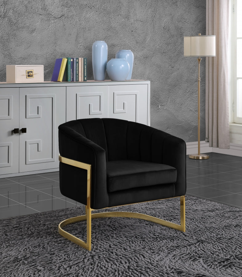 Carter Velvet Upholstered Accent Chair in Black - 515Black