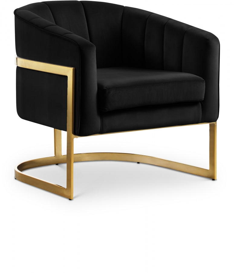 Carter Velvet Upholstered Accent Chair in Black - 515Black