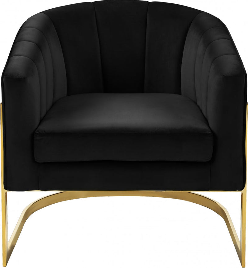 Carter Velvet Upholstered Accent Chair in Black - 515Black