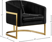 Carter Velvet Upholstered Accent Chair in Black - 515Black