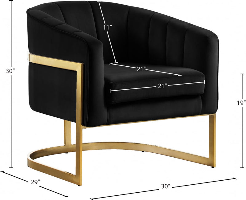 Carter Velvet Upholstered Accent Chair in Black - 515Black