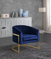 Carter Velvet Upholstered Accent Chair in Blue - 515Navy