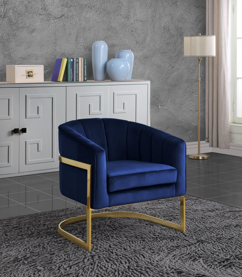 Carter Velvet Upholstered Accent Chair in Blue - 515Navy