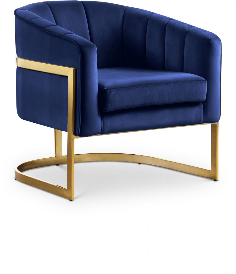 Carter Velvet Upholstered Accent Chair in Blue - 515Navy
