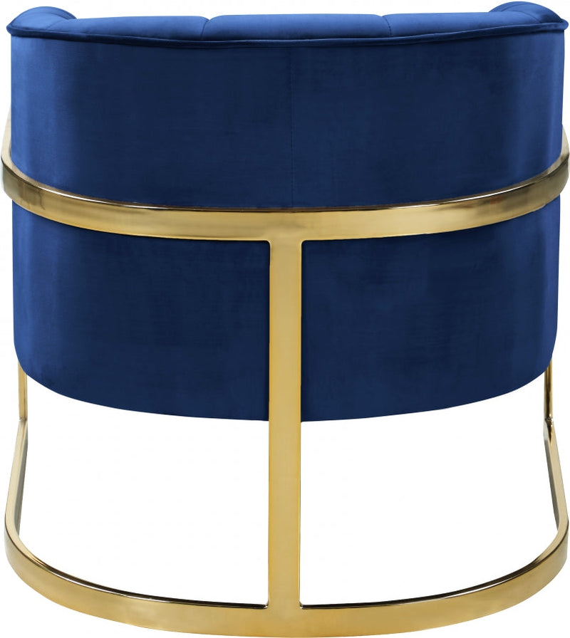 Carter Velvet Upholstered Accent Chair in Blue - 515Navy