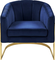 Carter Velvet Upholstered Accent Chair in Blue - 515Navy