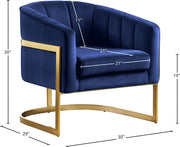 Carter Velvet Upholstered Accent Chair in Blue - 515Navy