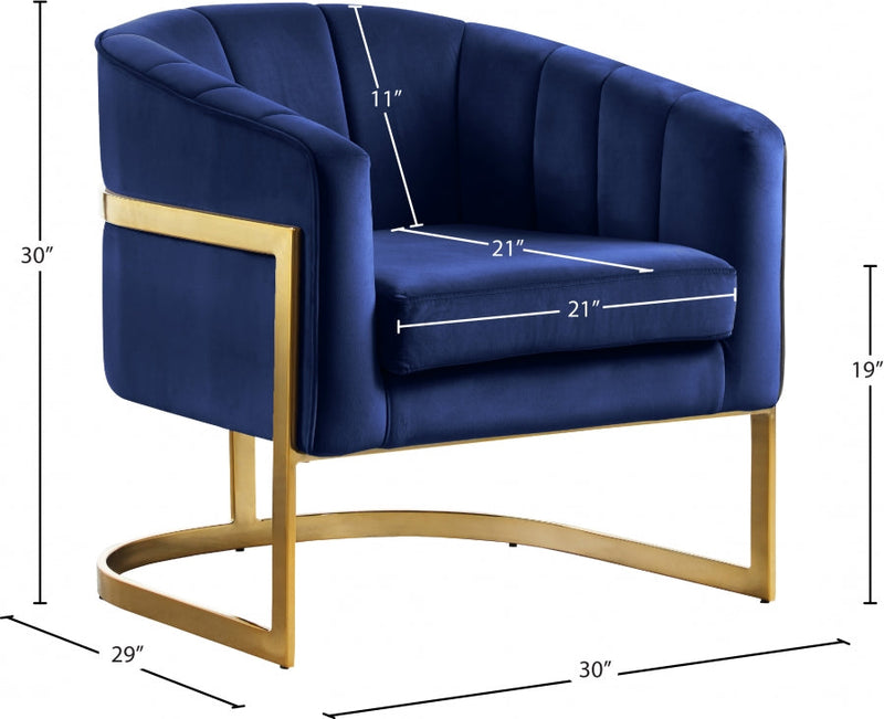 Carter Velvet Upholstered Accent Chair in Blue - 515Navy