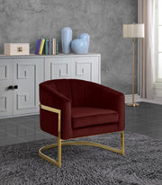 Carter Velvet Upholstered Accent Chair in Burgundy - 515Burg
