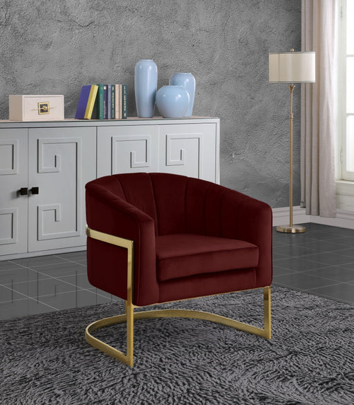 Carter Velvet Upholstered Accent Chair in Burgundy - 515Burg
