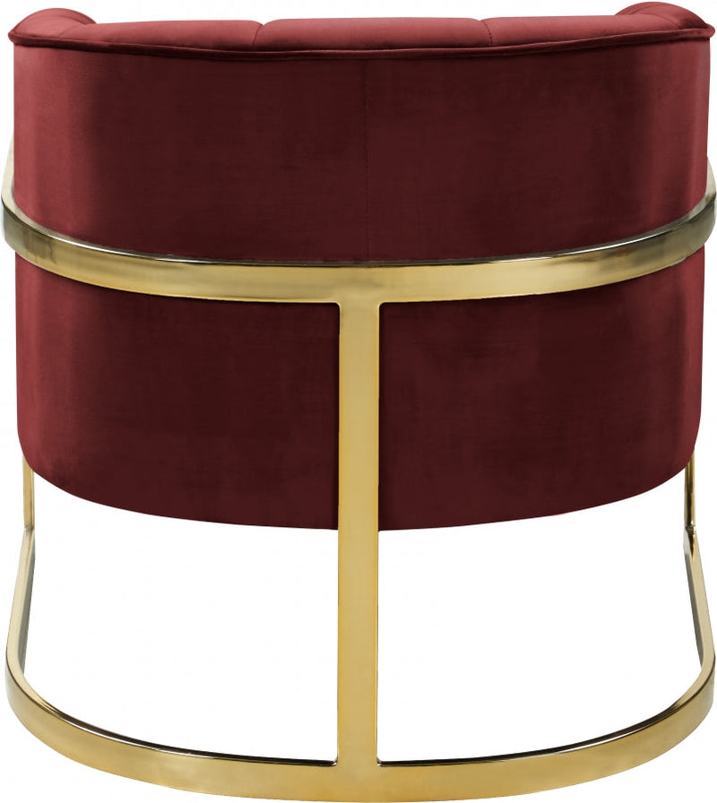 Carter Velvet Upholstered Accent Chair in Burgundy - 515Burg