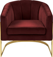 Carter Velvet Upholstered Accent Chair in Burgundy - 515Burg