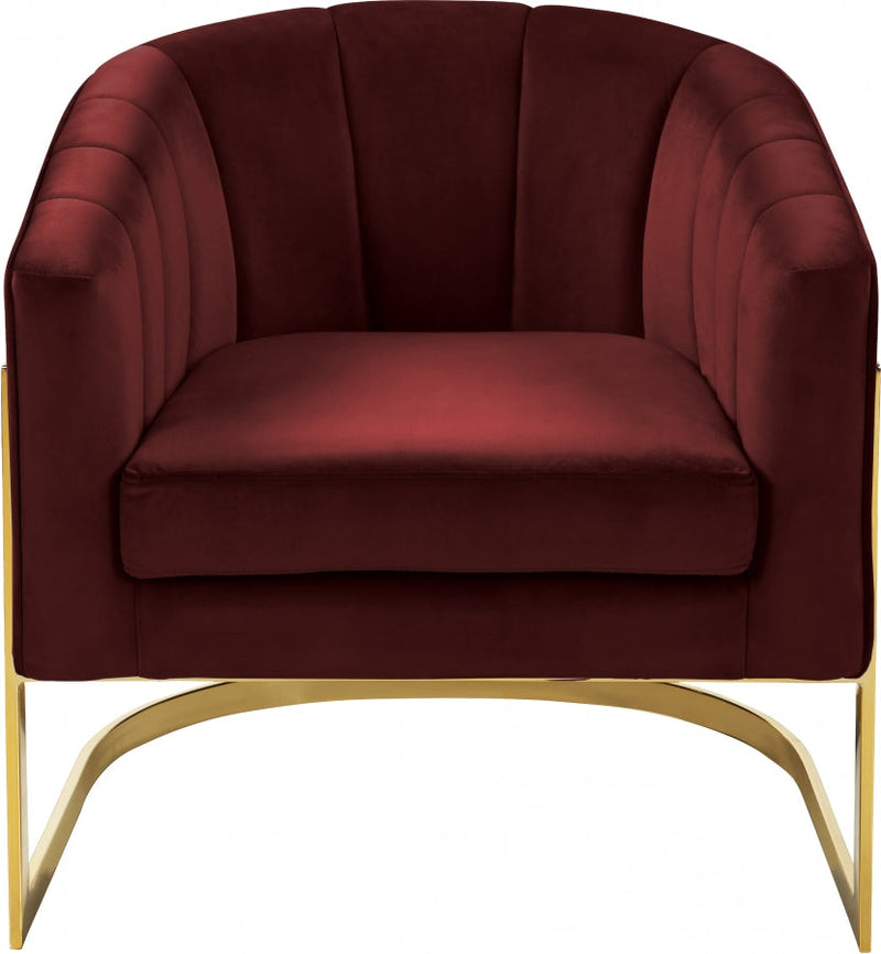 Carter Velvet Upholstered Accent Chair in Burgundy - 515Burg