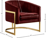 Carter Velvet Upholstered Accent Chair in Burgundy - 515Burg