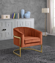 Carter Velvet Upholstered Accent Chair in Cognac - 515Cognac