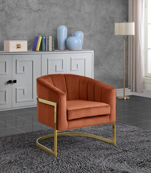 Carter Velvet Upholstered Accent Chair in Cognac - 515Cognac