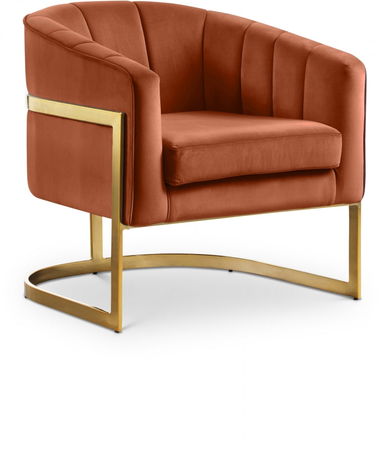 Carter Velvet Upholstered Accent Chair in Cognac - 515Cognac