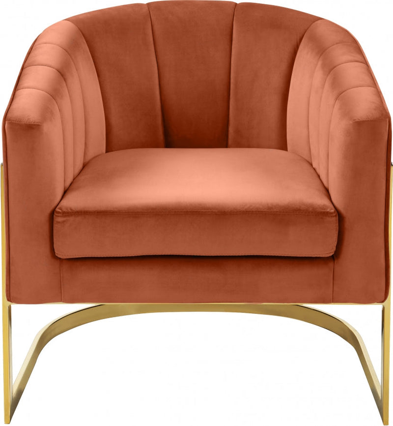 Carter Velvet Upholstered Accent Chair in Cognac - 515Cognac