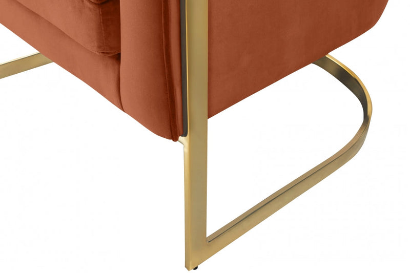 Carter Velvet Upholstered Accent Chair in Cognac - 515Cognac