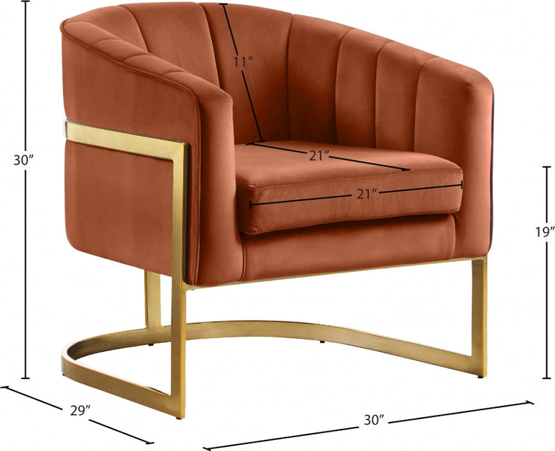 Carter Velvet Upholstered Accent Chair in Cognac - 515Cognac