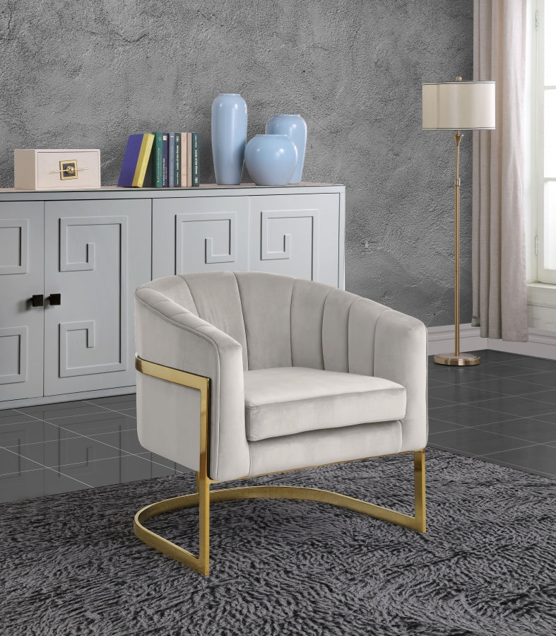 Carter Velvet Upholstered Accent Chair in Cream - 515Cream