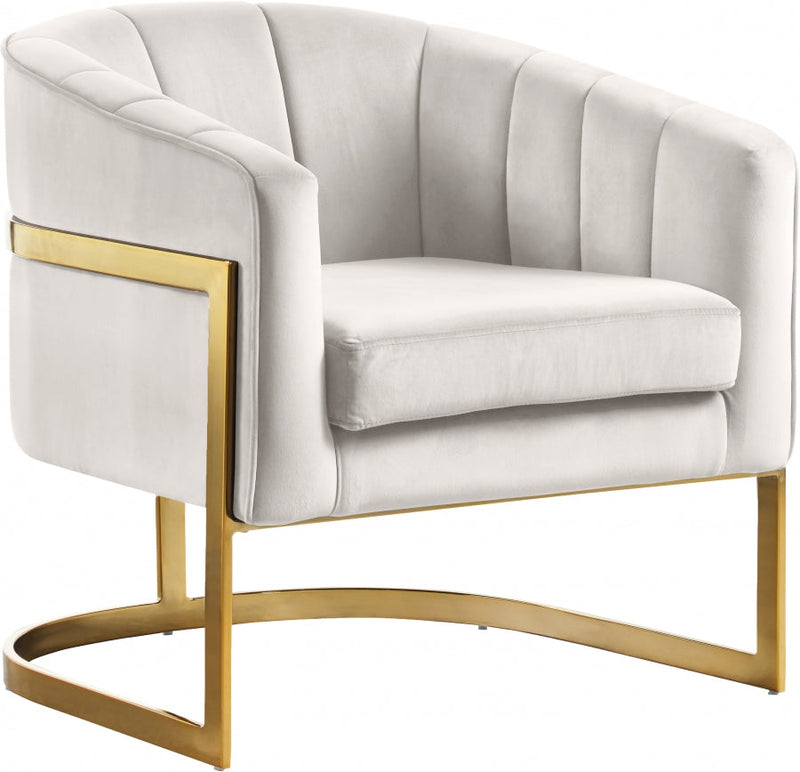 Carter Velvet Upholstered Accent Chair in Cream - 515Cream