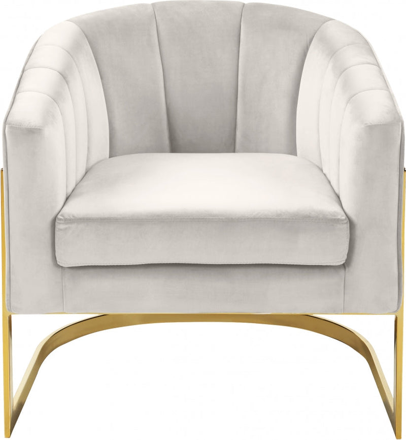 Carter Velvet Upholstered Accent Chair in Cream - 515Cream