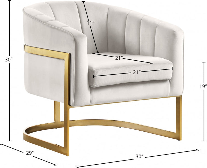Carter Velvet Upholstered Accent Chair in Cream - 515Cream