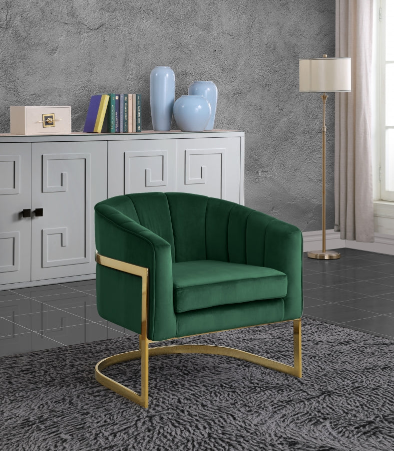 Carter Velvet Upholstered Accent Chair in Green - 515Green
