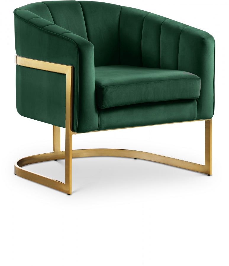 Carter Velvet Upholstered Accent Chair in Green - 515Green