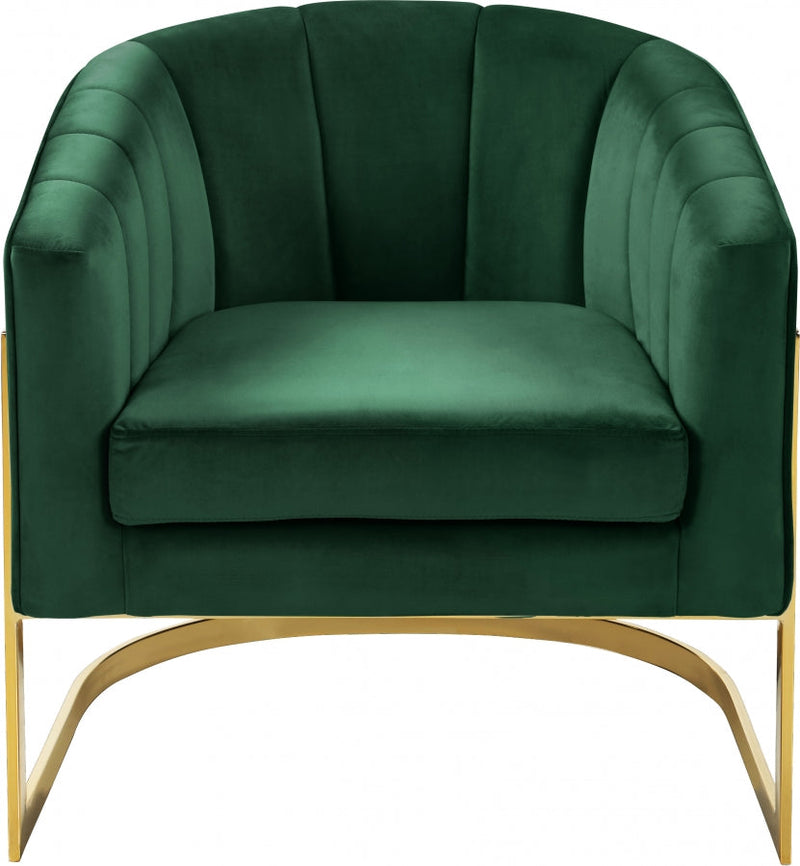 Carter Velvet Upholstered Accent Chair in Green - 515Green