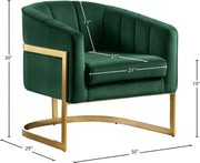 Carter Velvet Upholstered Accent Chair in Green - 515Green