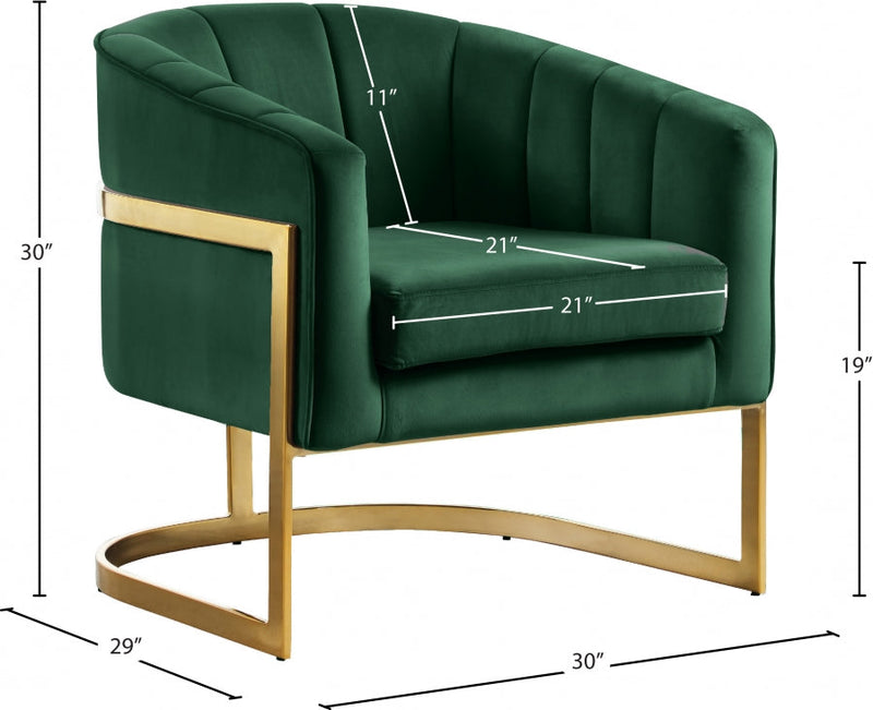 Carter Velvet Upholstered Accent Chair in Green - 515Green