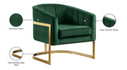 Carter Velvet Upholstered Accent Chair in Green - 515Green