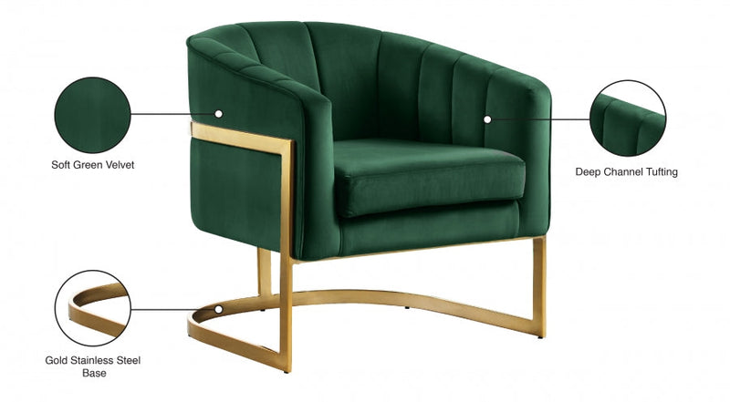 Carter Velvet Upholstered Accent Chair in Green - 515Green