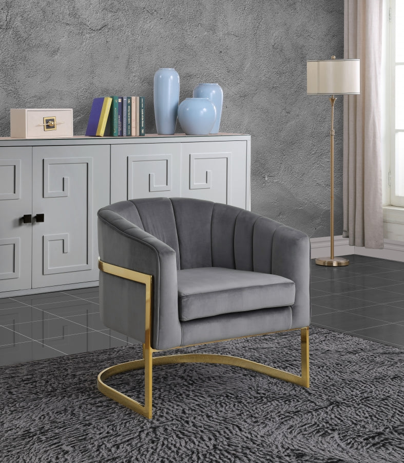 Carter Velvet Upholstered Accent Chair in Grey - 515Grey