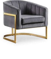 Carter Velvet Upholstered Accent Chair in Grey - 515Grey