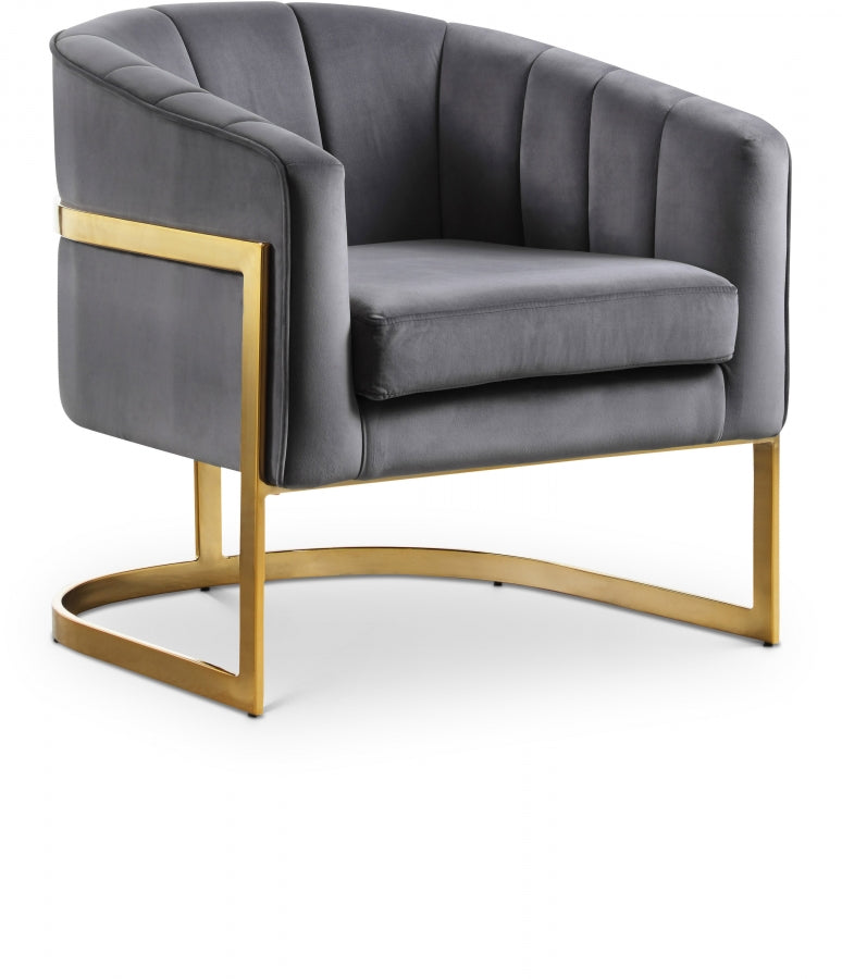 Carter Velvet Upholstered Accent Chair in Grey - 515Grey