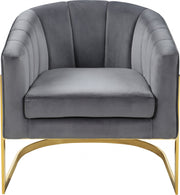 Carter Velvet Upholstered Accent Chair in Grey - 515Grey