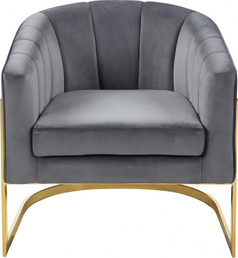Carter Velvet Upholstered Accent Chair in Grey - 515Grey