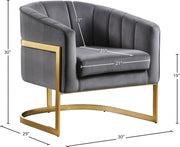 Carter Velvet Upholstered Accent Chair in Grey - 515Grey
