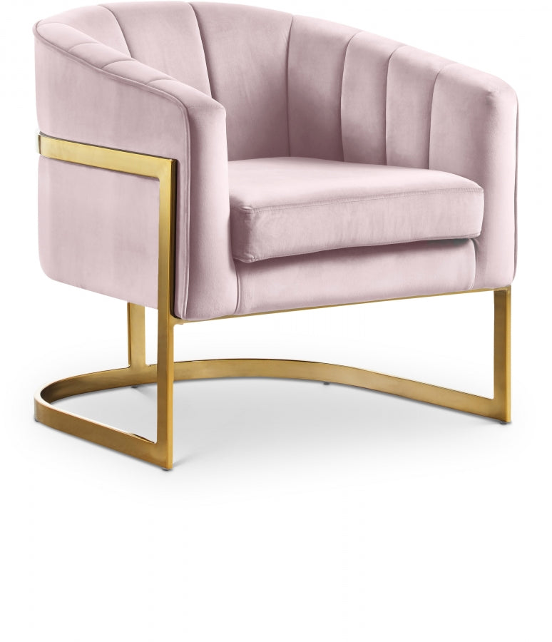 Carter Velvet Upholstered Accent Chair in Pink - 515Pink