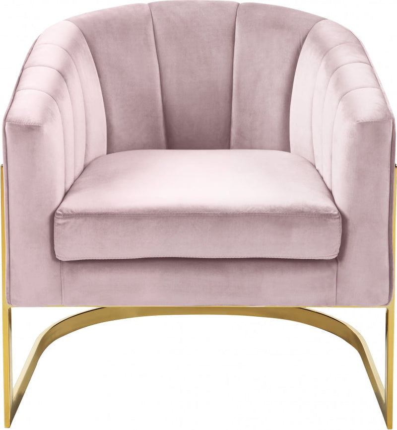 Carter Velvet Upholstered Accent Chair in Pink - 515Pink