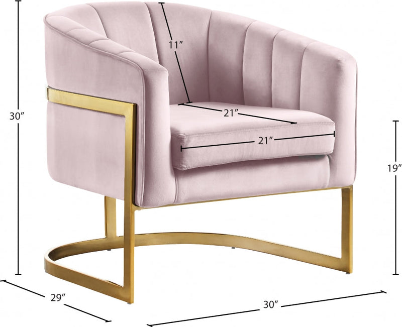 Carter Velvet Upholstered Accent Chair in Pink - 515Pink