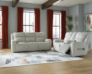 Carvara Alloy Power Reclining Sofa and Loveseat - PC64203U2