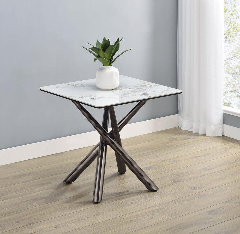 Carvell Square Sintered Stone End Side Table Mirage White - 708137